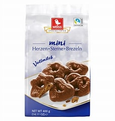 Weiss Mini Heart, Stars, Pretzels, Milk Chocolate Bag 400g